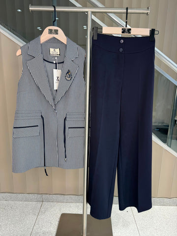 YELEĞİ ÇİZGİLİ YELEK PANTOLON TAKIM-8617