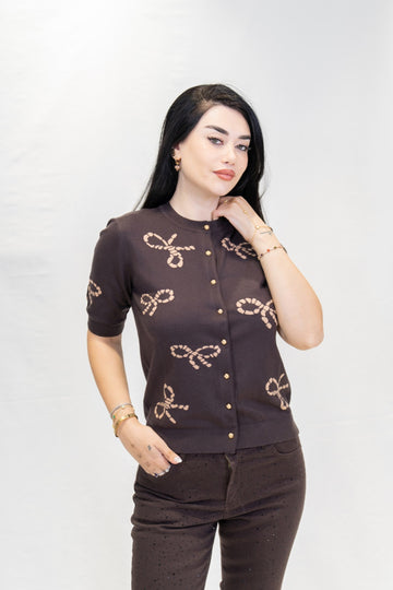 Kısa Kollu Örme Triko Hırka