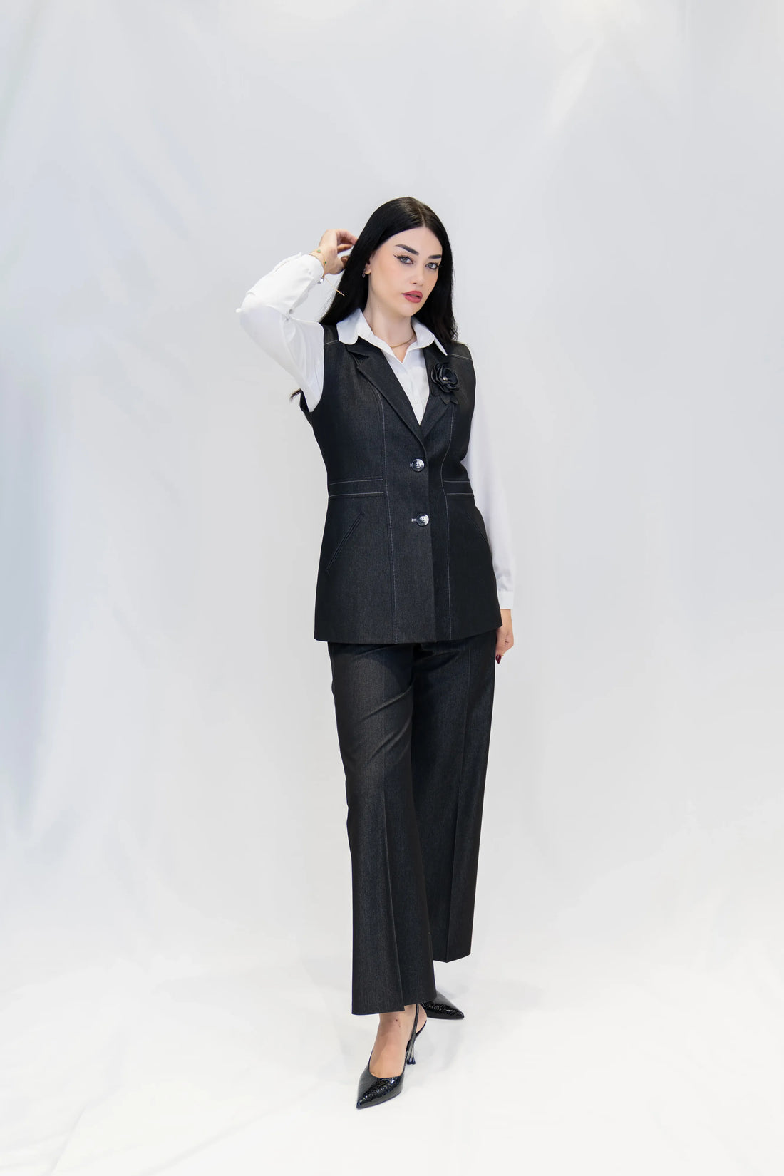 Denim Yelekli Takım