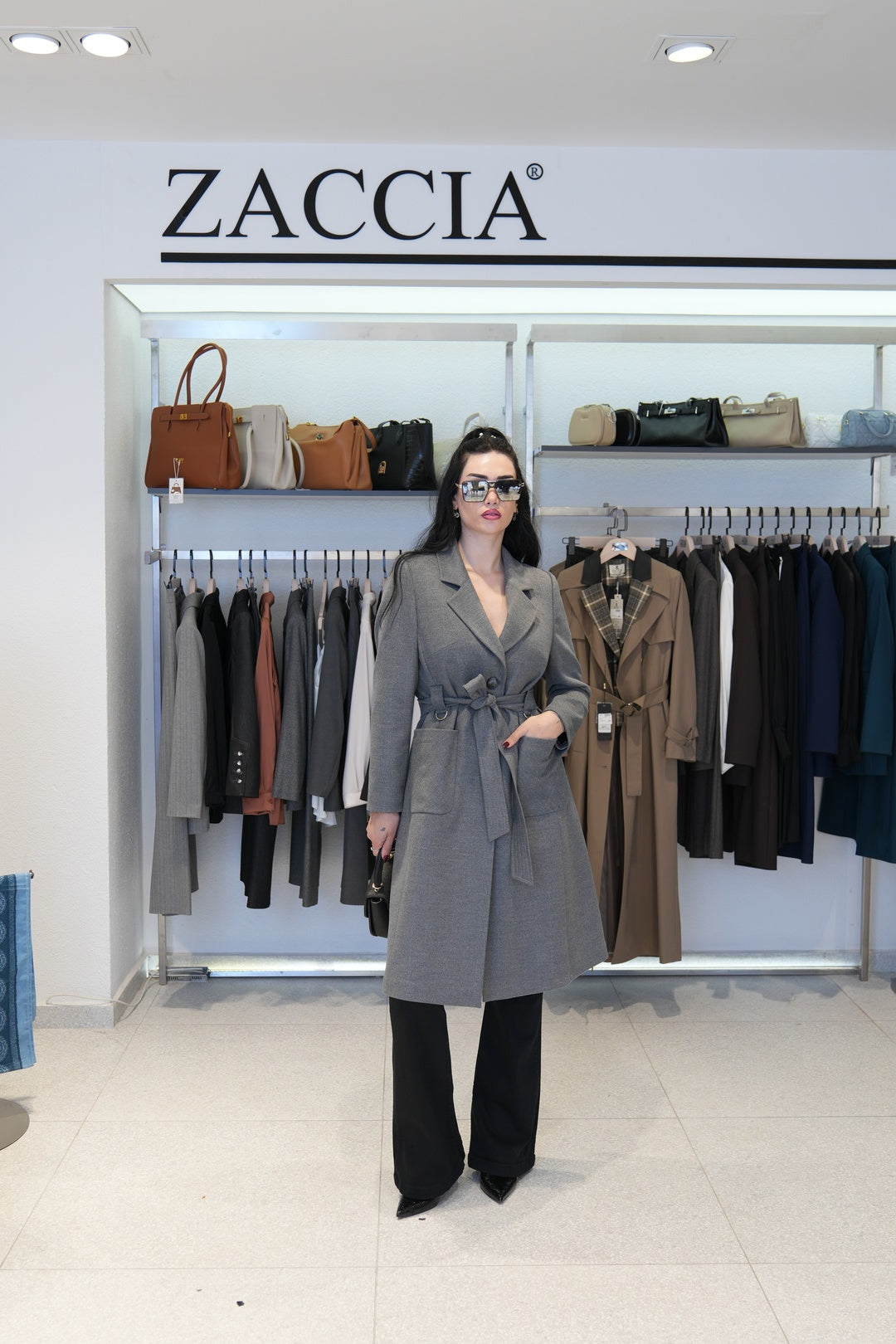 Gri Kaşmir Kumaş Kaban