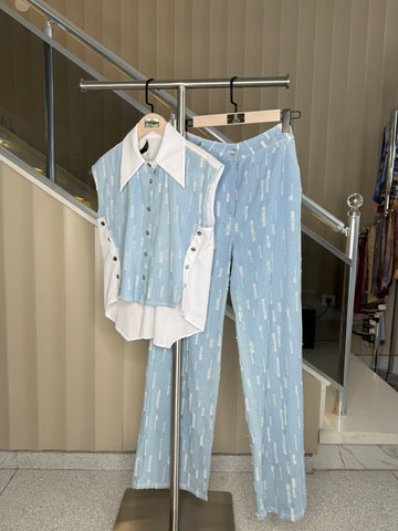 Denim Tasarım Gömlek Pantolon Takım