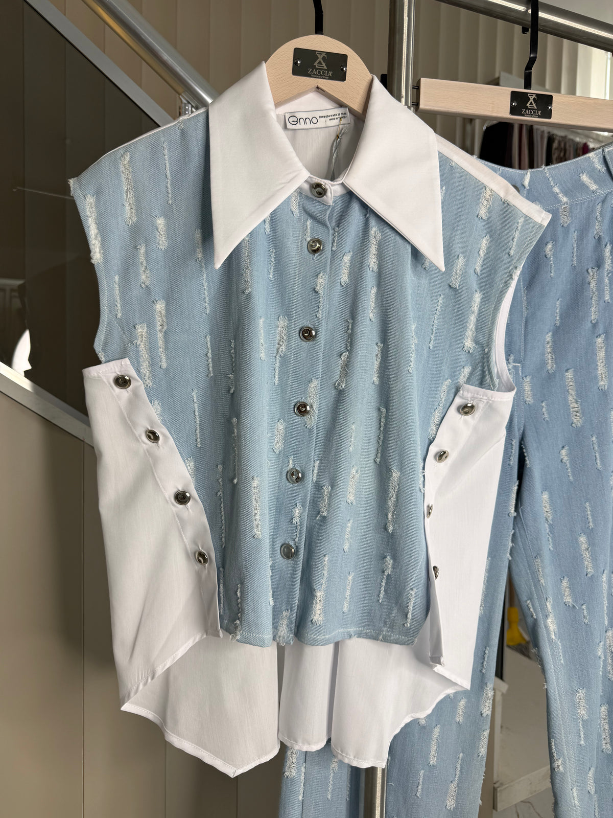 Denim Tasarım Gömlek Pantolon Takım