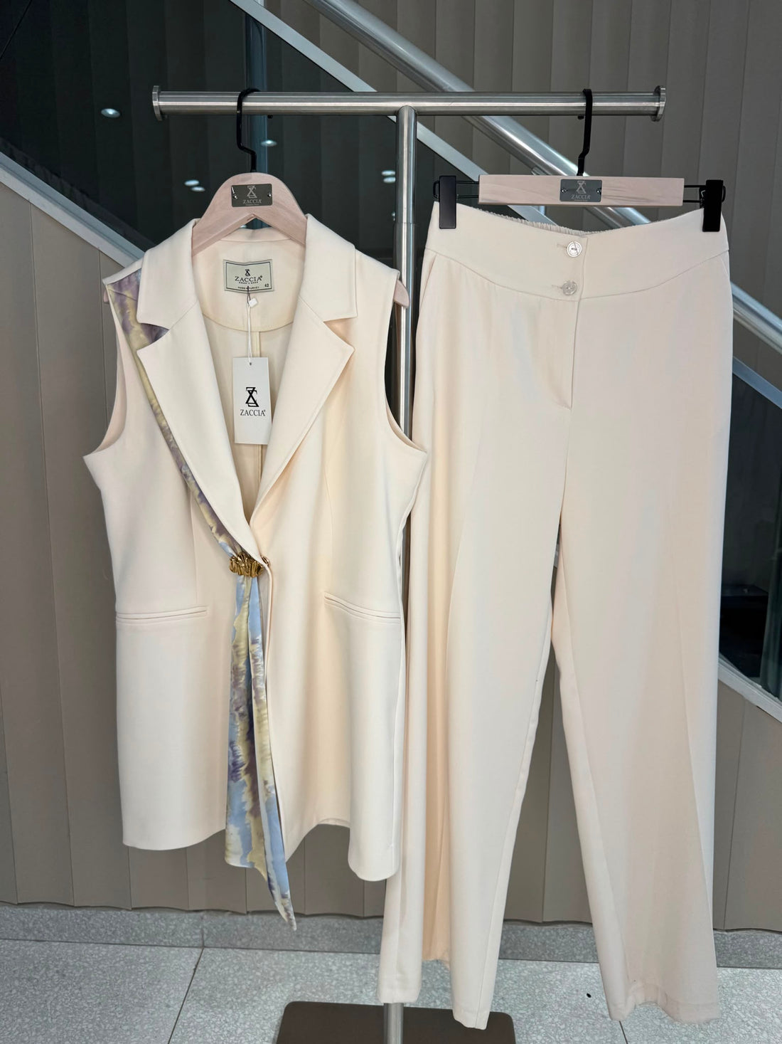 ŞAL DETAYLI YELEK PANTOLON TAKIM -8607