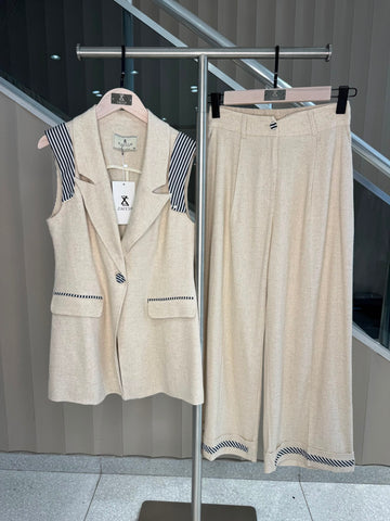 OMUZ- PAÇA ÇİZGİLİ YELEK PANTOLON TAKIM -8608