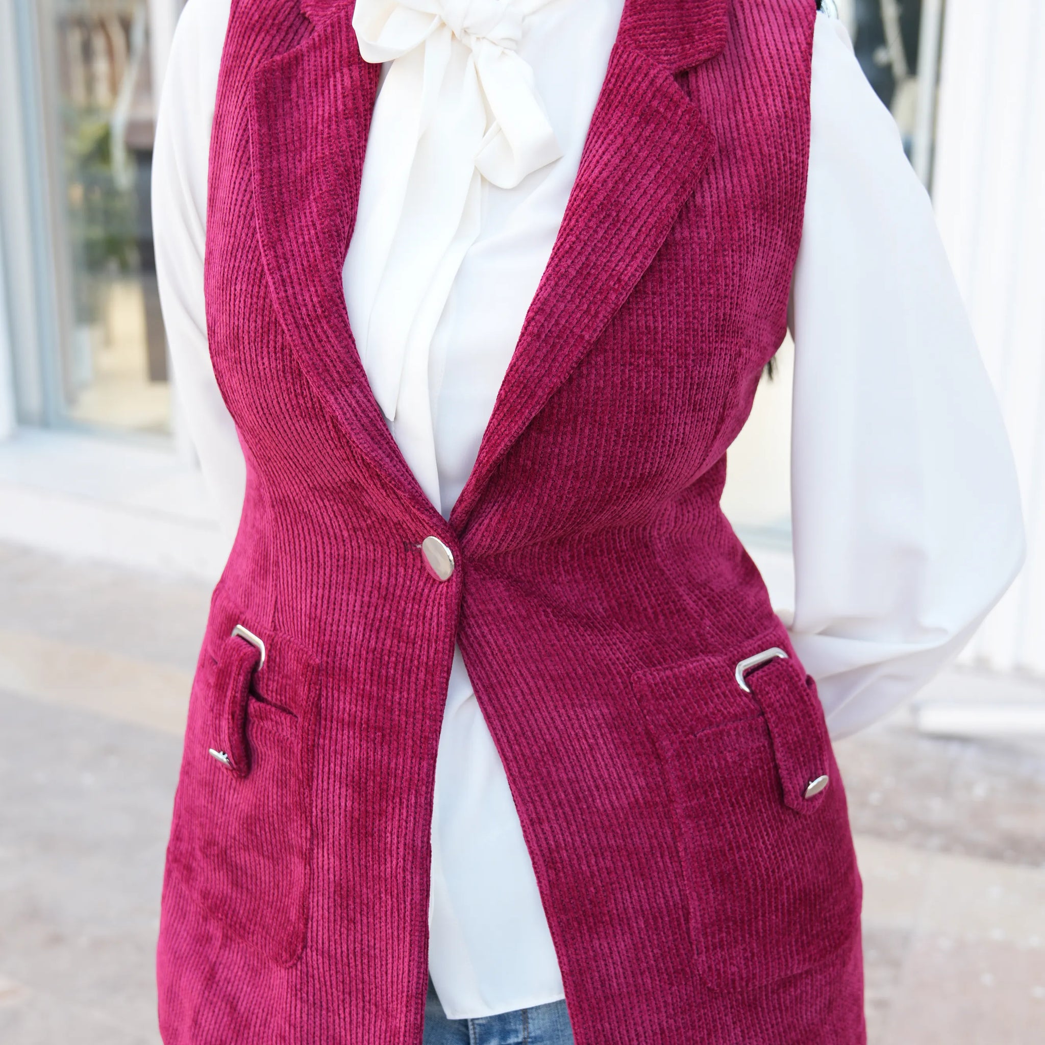 Fitilli Kadife Yelek