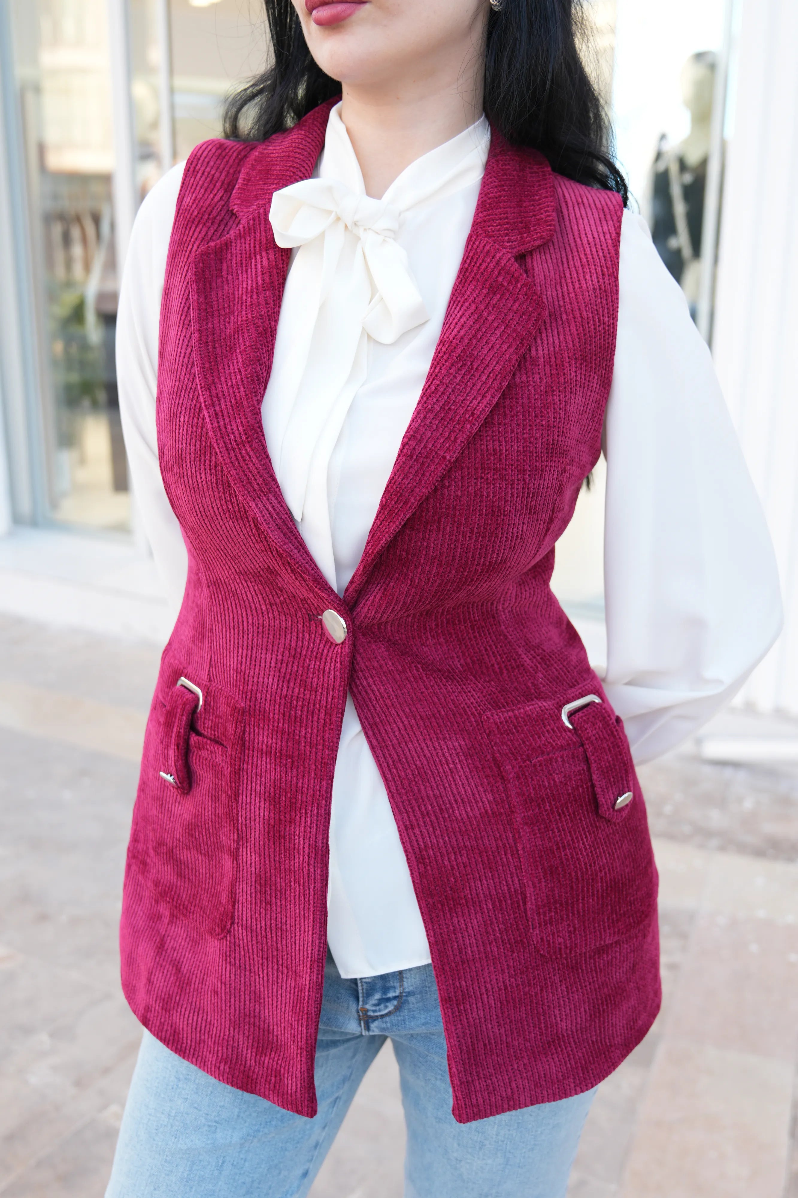 Fitilli Kadife Yelek