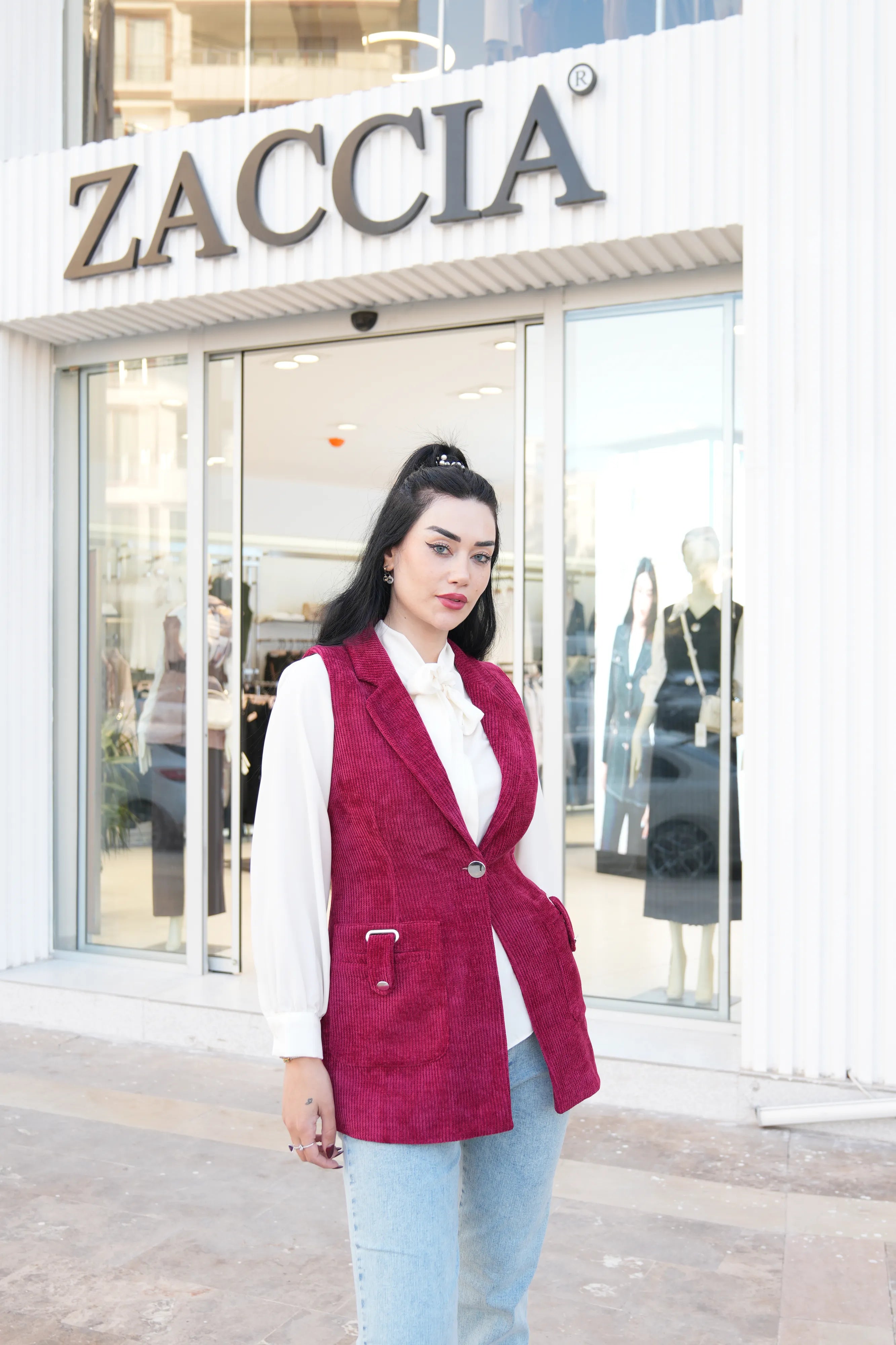 Fitilli Kadife Yelek