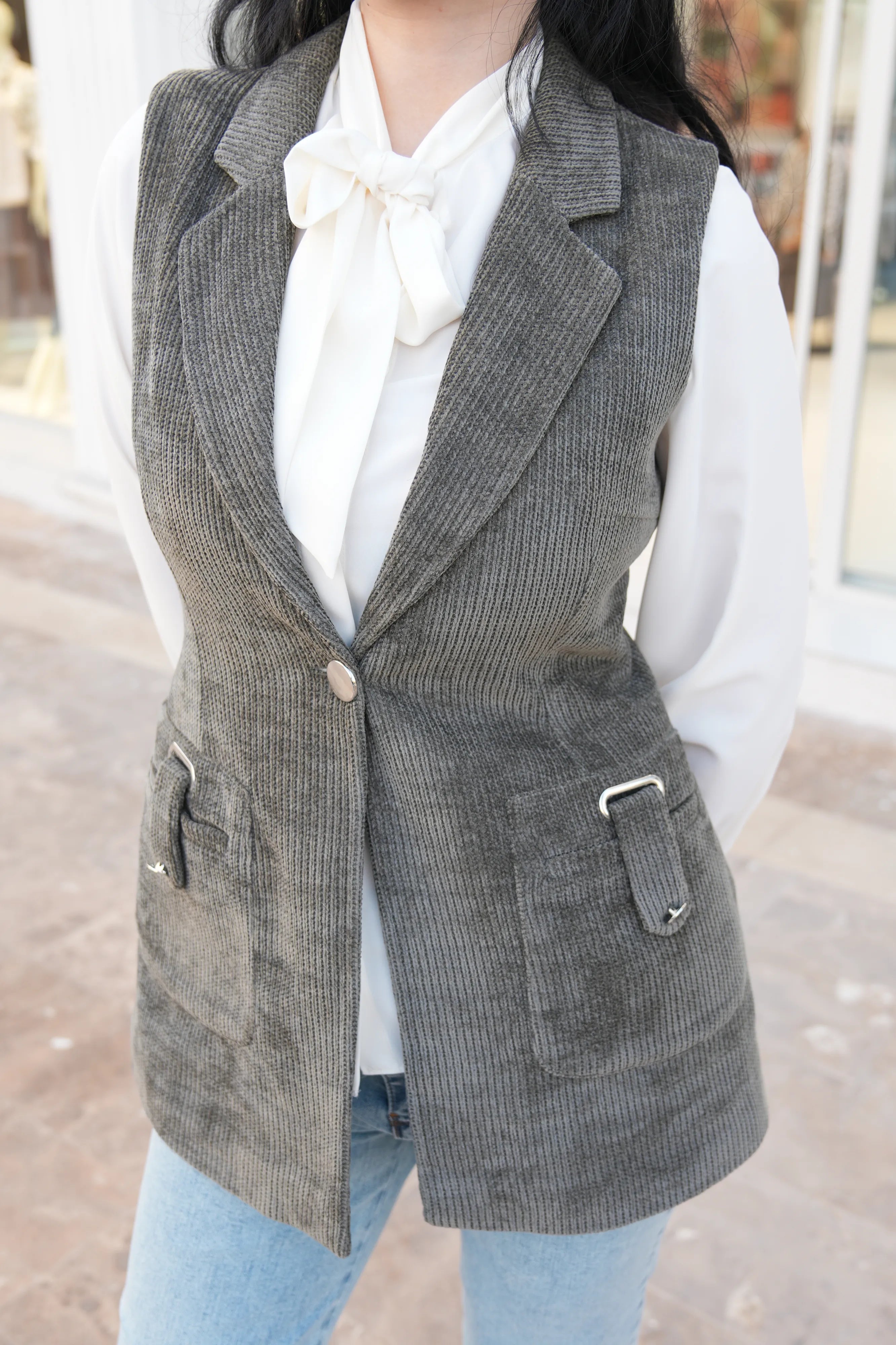 Fitilli Kadife Yelek