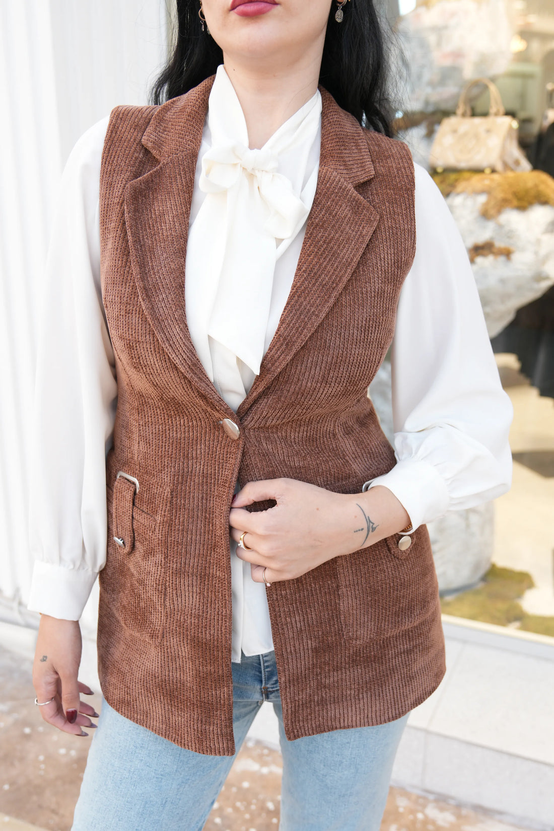 Fitilli Kadife Yelek