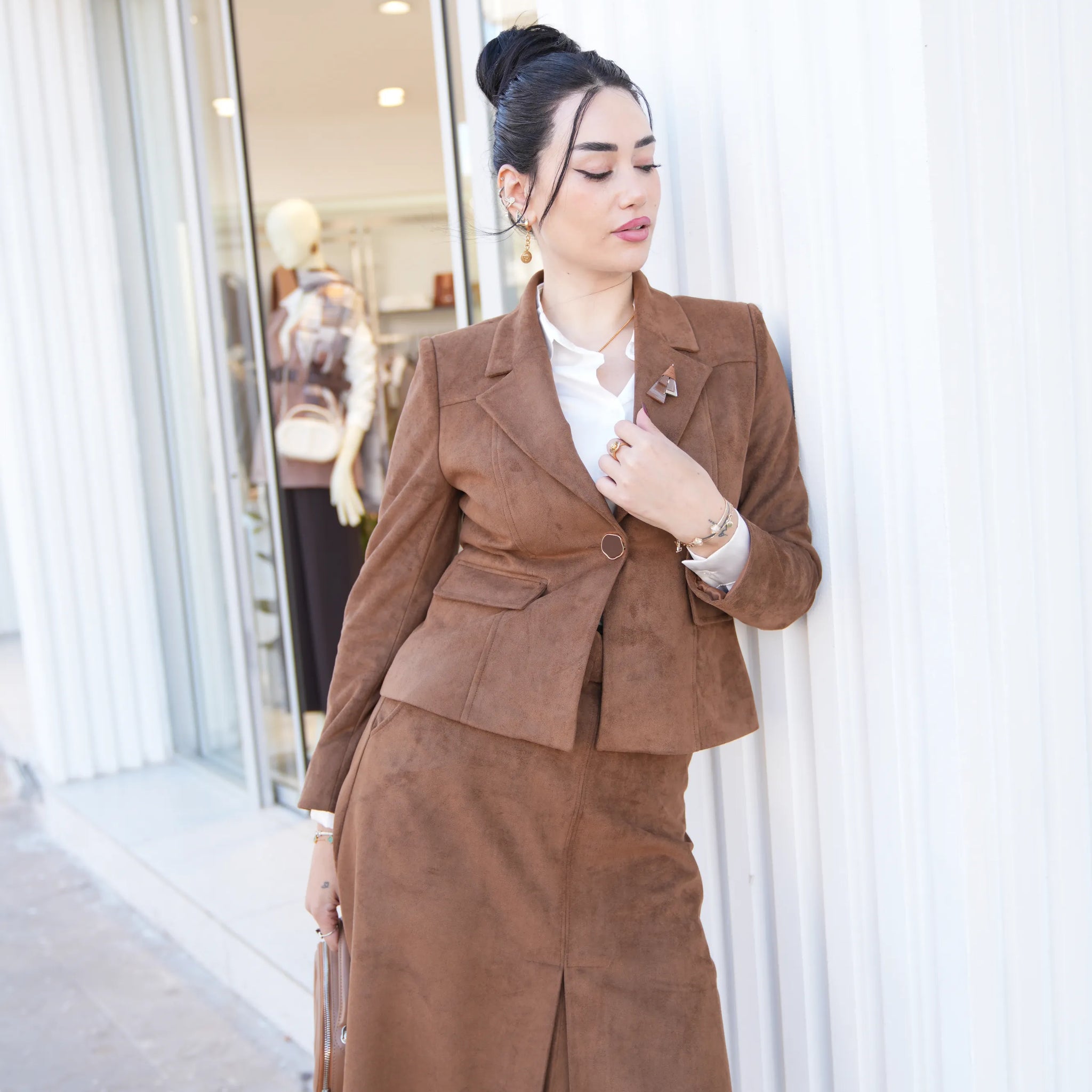 Midi Etekli Süet Takım