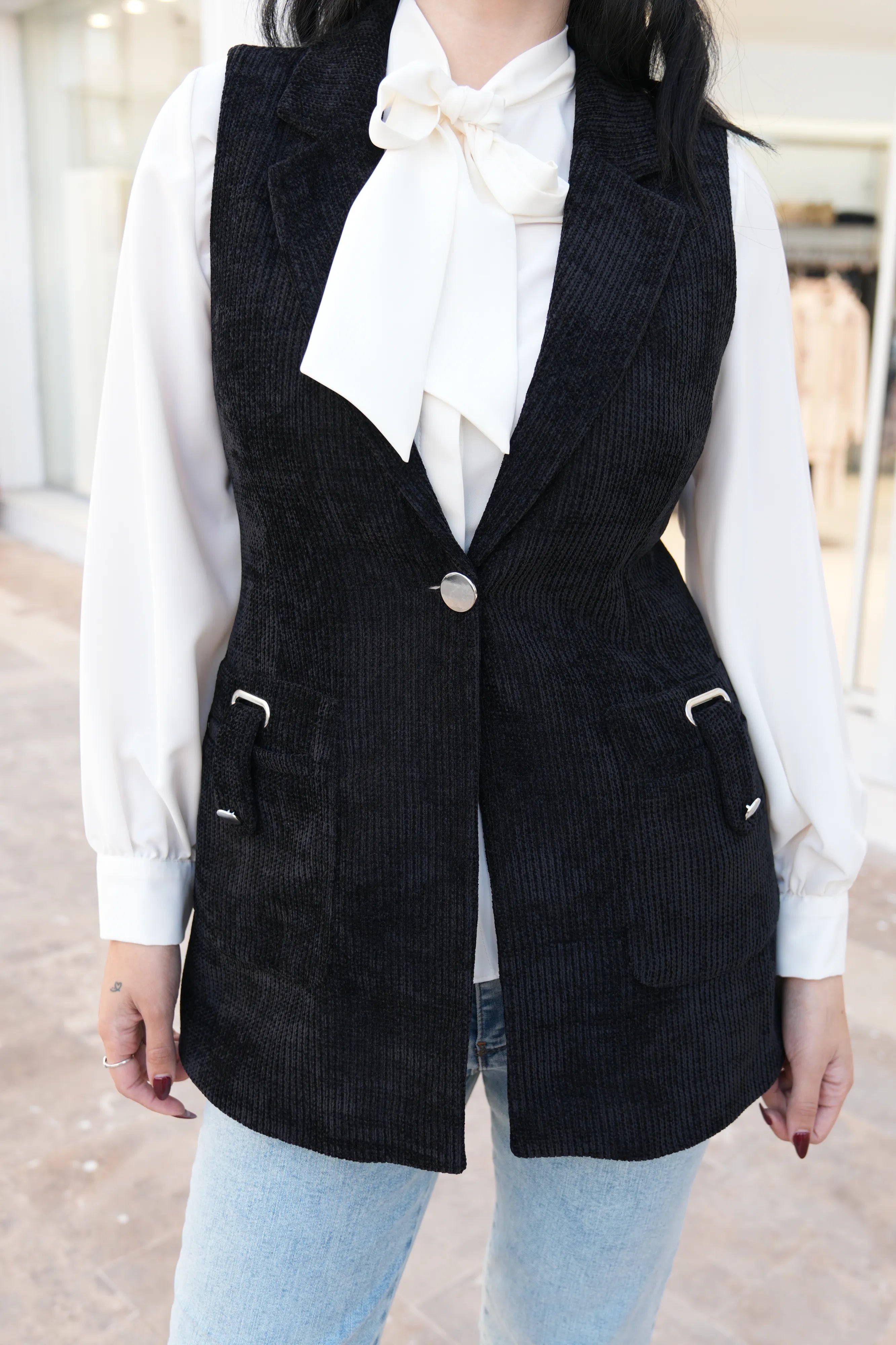 Fitilli Kadife Yelek