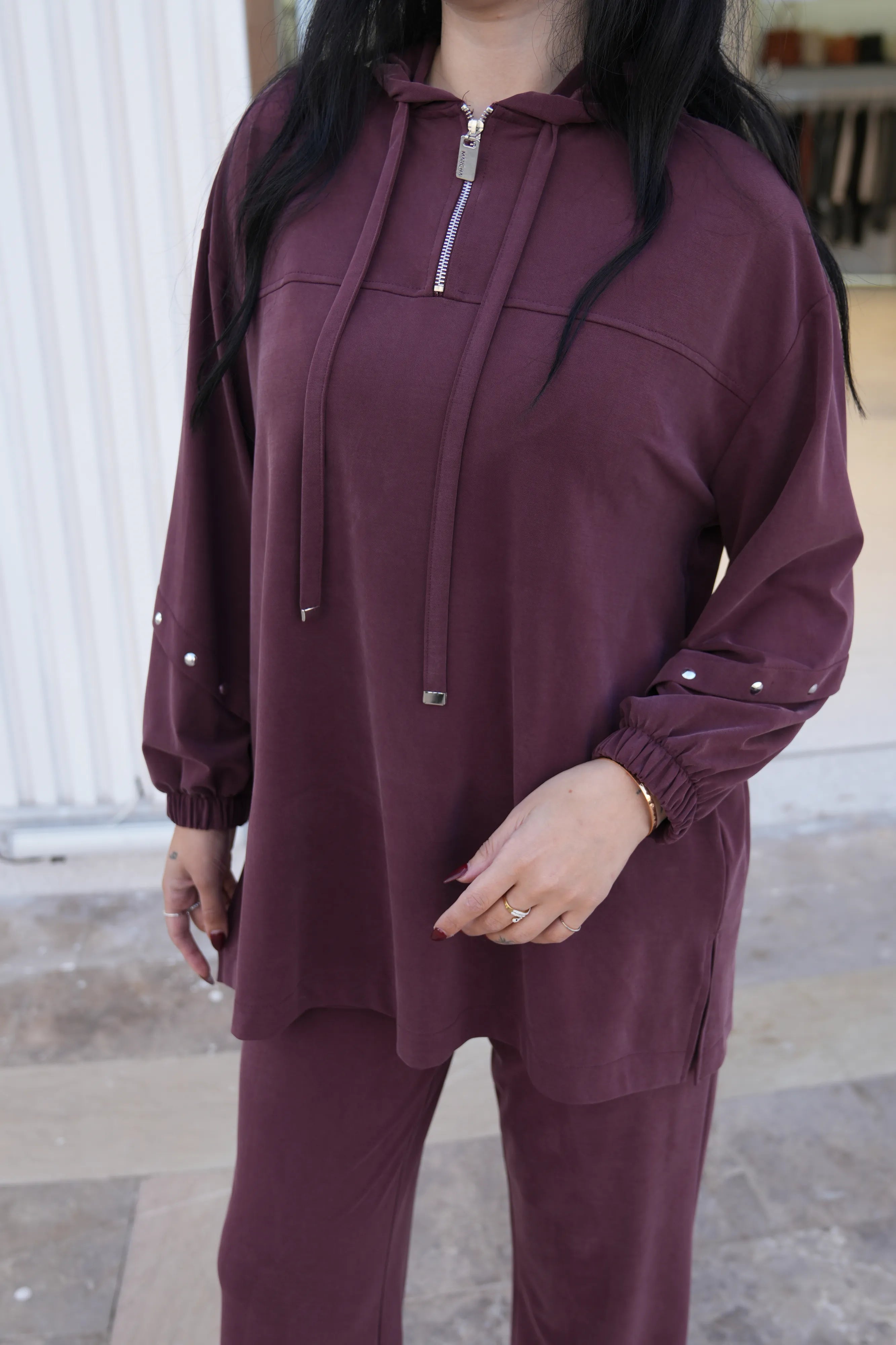 Kapşonlu Pike Kumaş İkili Takım