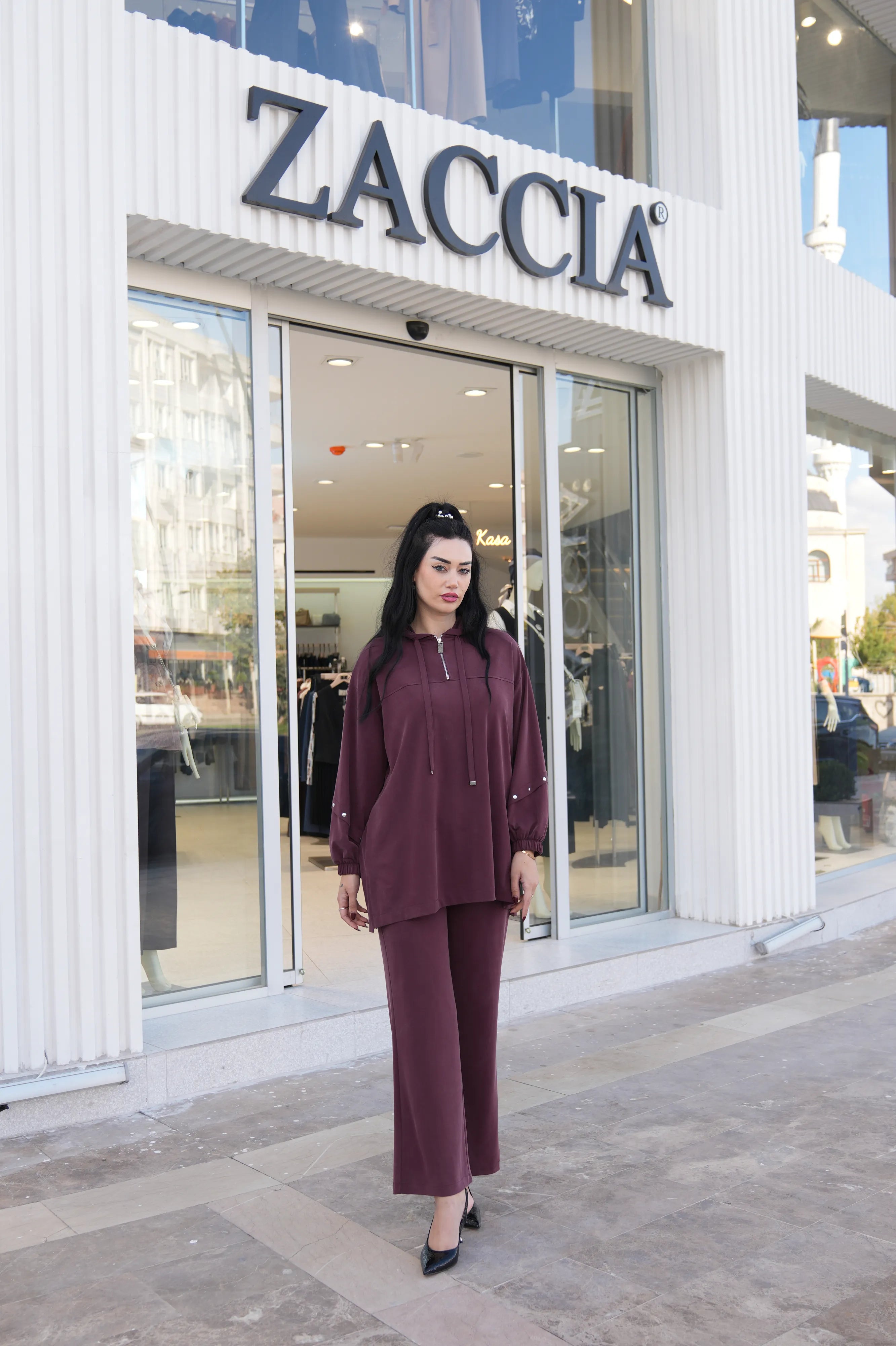 Kapşonlu Pike Kumaş İkili Takım