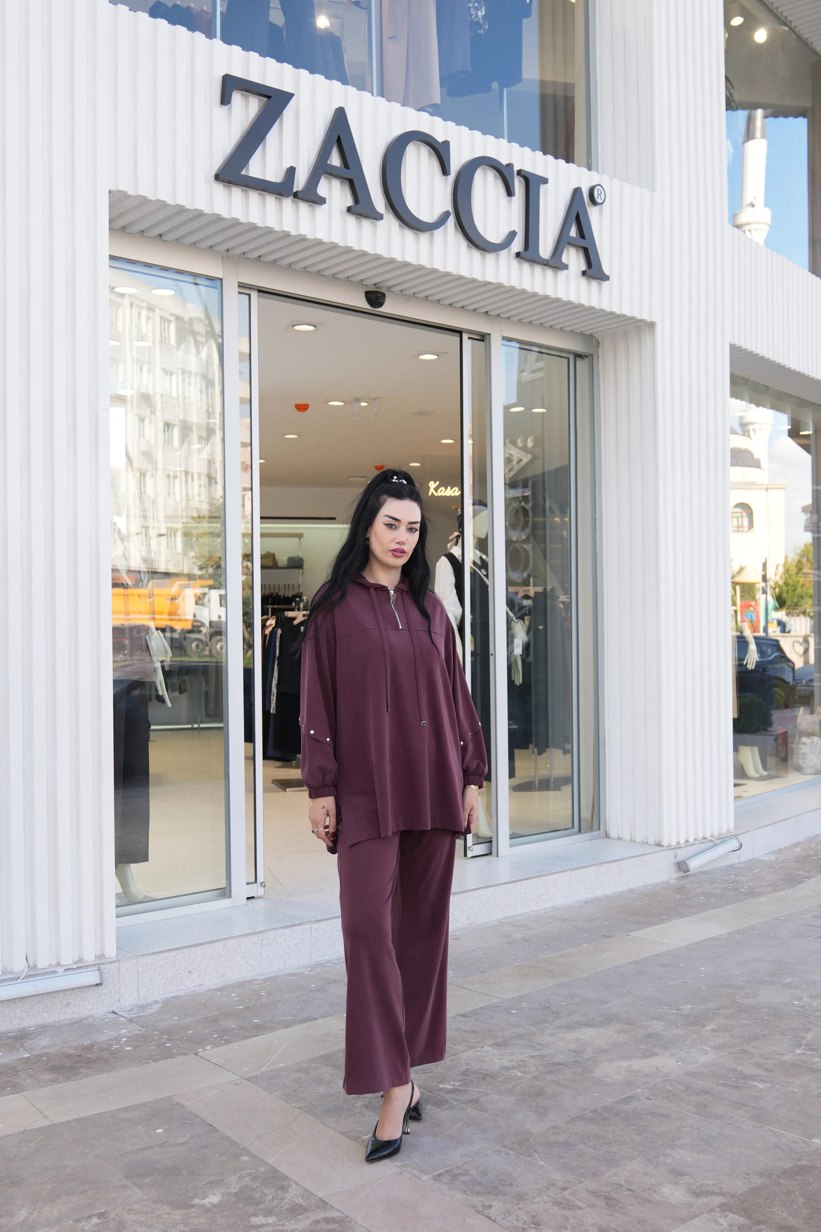 Kapşonlu Pike Kumaş İkili Takım