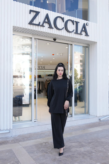 Fermuar Detaylı Pike Kumaş İkili Takım