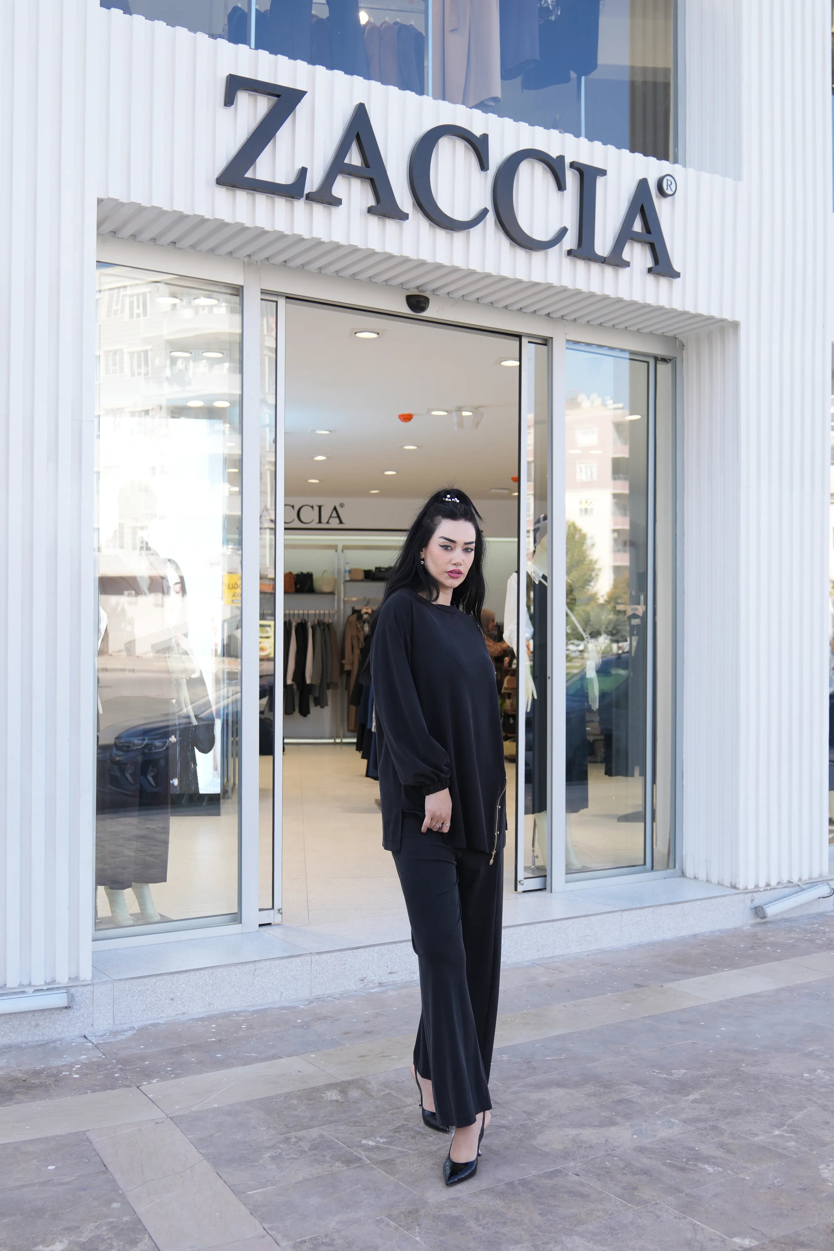 Fermuar Detaylı Pike Kumaş İkili Takım